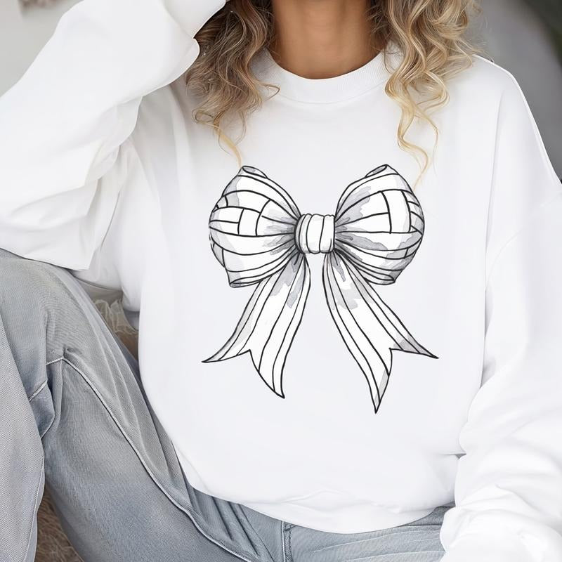 Coquette Volleyball Women's Sweatshirt Comfy Volleyball Bow Sweatshirt Volleyball Mom