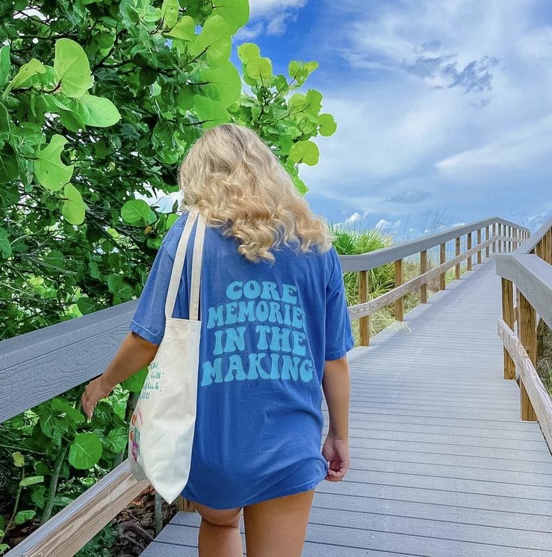 Core Memories in the making Shirt, Summer Vacation Shirt, Beachy Tshirt, Trendy Shirt, Preppy Clothes, Oversized Tee, Indie Retro, Beach Aesthetic Shirt Casual Oversized Cotton Shirt for the Beach Comfort Fabric