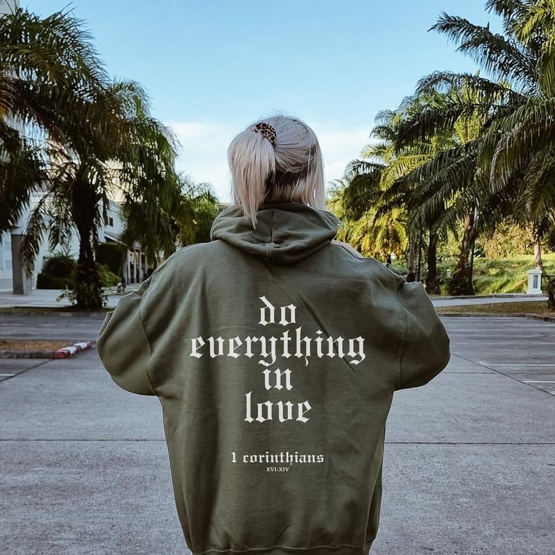 Corinthians Bible Verse Unisex Sweatshirt, Green, Cotton, Long Sleeve, Suitable for Men, Christian and Catholic Wear