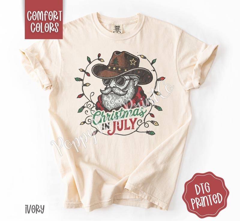 Country Christmas in July Shirt Comfort Colors, Cute Summer Santa Tshirt