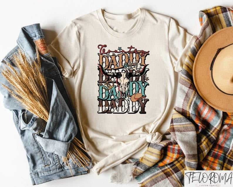 Country Daddy Shirt, Cow Skull Daddy Shirt, Western Dad Shirt, Howdy Dad Shirt, Father's Day Shirt, Gift For Dad, Cowboy Dad Shirt