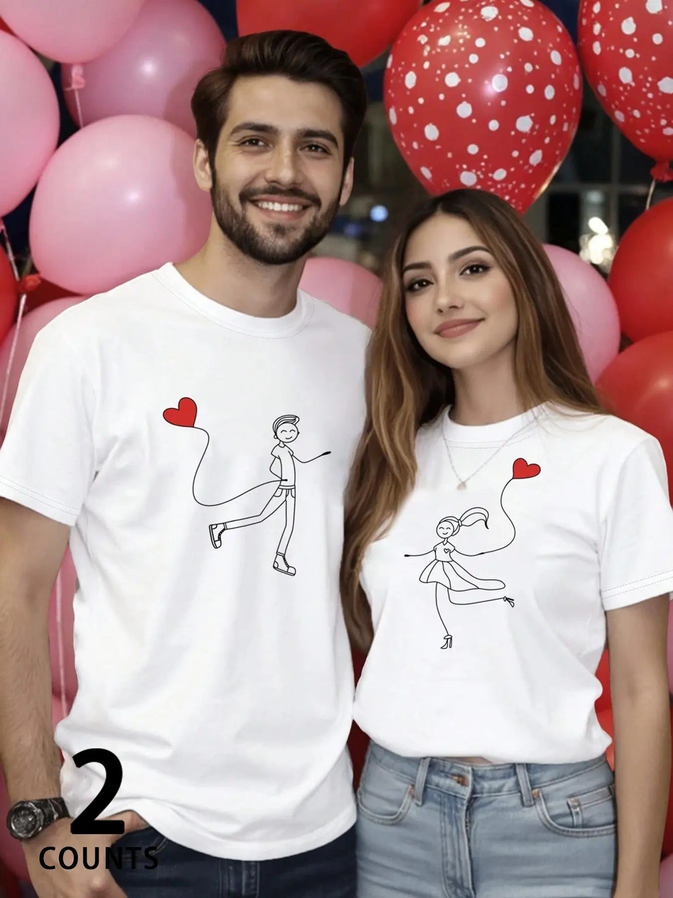 Couple's Graphic Print Round Neck Tee, Casual Fashion Short Sleeve T-shirt for Daily Wear, Ladies Clothes for All Seasons