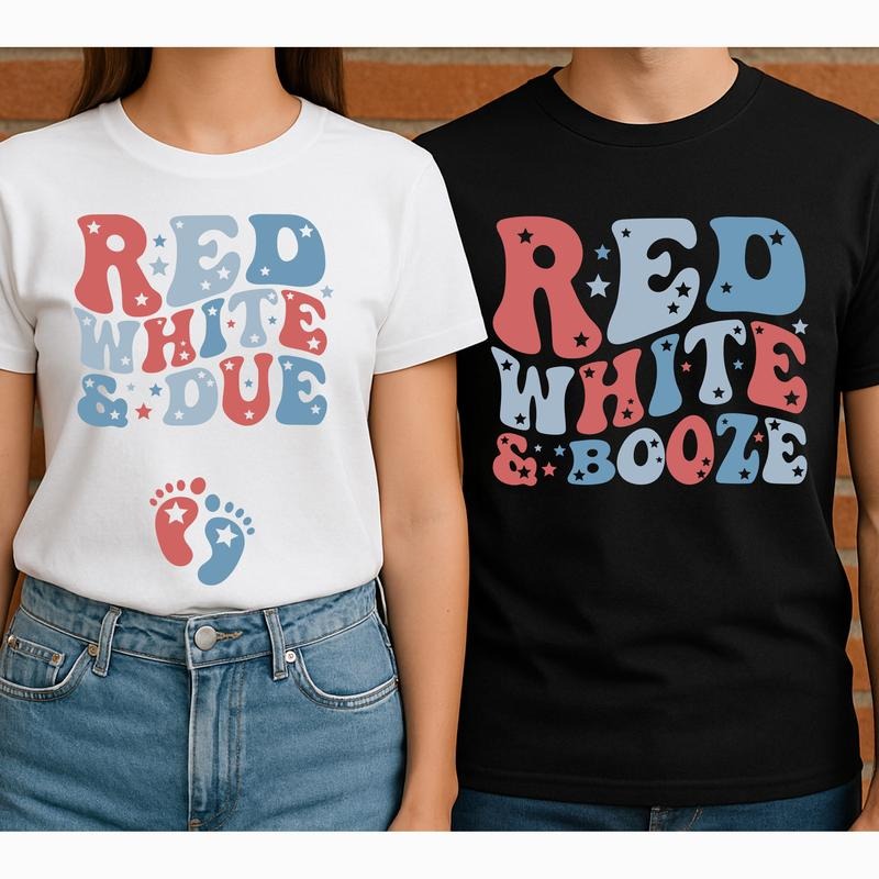 Couples 4th of July Pregnancy Announcement Shirts Sweatshirt, Matching Fourth of July Baby Reveal t-shirt Independence Day Baby Shower Gender Reveal