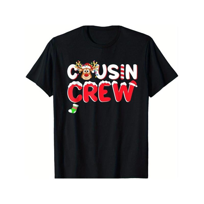 Cousin Crew Christmas T-Shirt for Men Women, New year Gift, Christmas Gift Halloween Thanksgiving day Gift, Unsex Soft Fabric, Comfortable Black Short Sleeve Tees Perfect for Autumn Made in USA