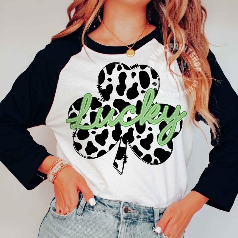 Cow Print Lucky Shamrock St Patricks Day Download Retro St Patty's Day