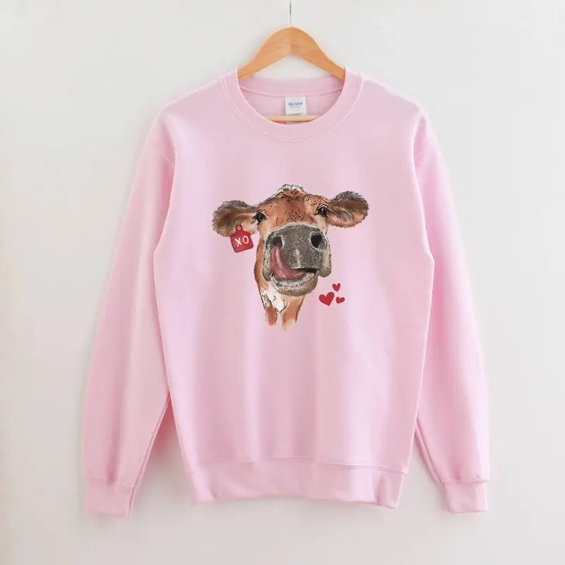 Cow Valentine Sweatshirt, Cow Sweatshirt, Western Valentine Sweatshirt, XO Sweatshirt, Valentine gift