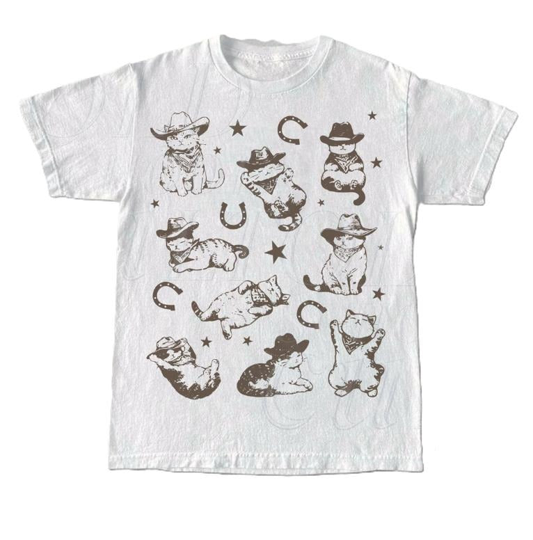Cowboy Cats And Kittens Western Cowboy Vintage T-Shirt, Retro 90s Cowgirl Desert Shirt, Funny Ranch Cat T Shirt, Cat Lovers Gift, Unisex Tee Menswear Top