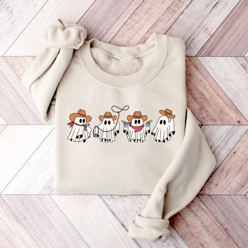 Cowboy Ghosts Sweatshirt, Halloween Cowgirl Ghosts Sweatshirt, Howdy Halloween Shirt Shirt, Ghost Boo Shirt, Western Cute Ghost Sweater, Spooky Season Shirt, Fall Halloween Gift Shirt
