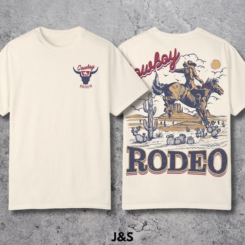 Cowboy Rodeo Vintage Graphic T-Shirt, Retro Cowboy Shirt, Oversized Rodeo T-Shirt, Vintage T-shirt, sweater and Hoodie 2 sides
