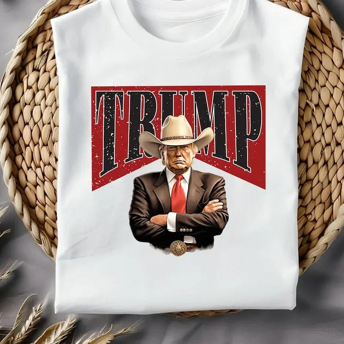 Cowboy Trump Vintage Graphic T-shirt, Western Trump Tee,Trump 2024 MAGA T-shirt, Trump President Tshirt, Trump Rally Shirt Womenswear Streetwear