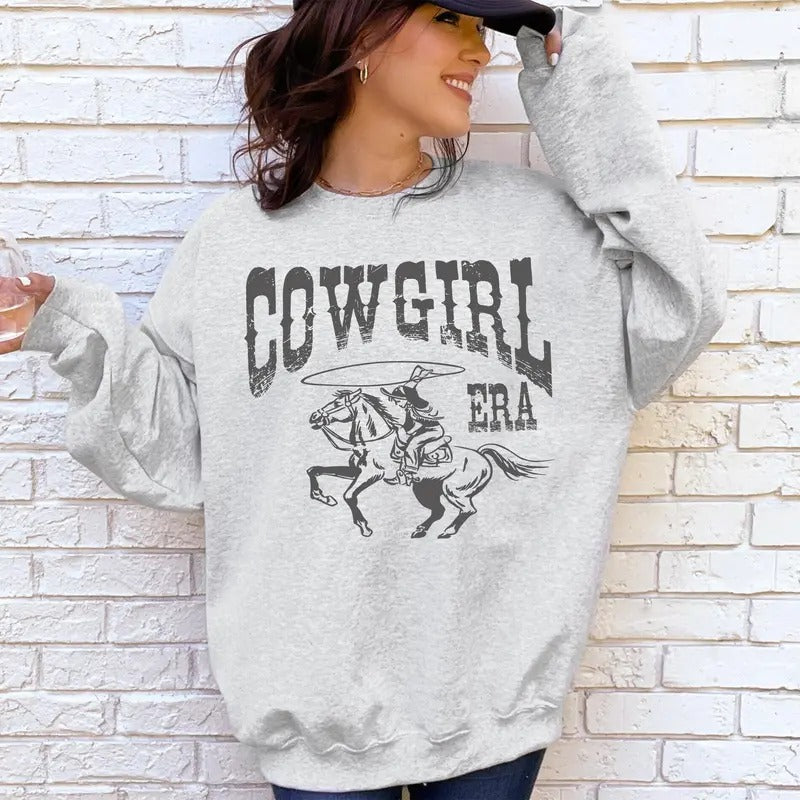 Cowgirl Era, Rodeo, Western, Country, Horse Sweatshirt, Crew Neck, Women's, Crewneck