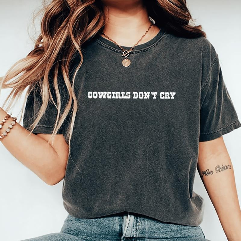Cowgirls Don't Cry Retro Shirt, Cowgirl Vintage Tee, Western Style Vintage Graphic Tee, Cowgirl Rodeo Unhinged Shirt, Cowgirls Tee, Comfy Fabric Oversized Graphic Tee, Women's Tops, Womenswear, Cotton Fabric Tee