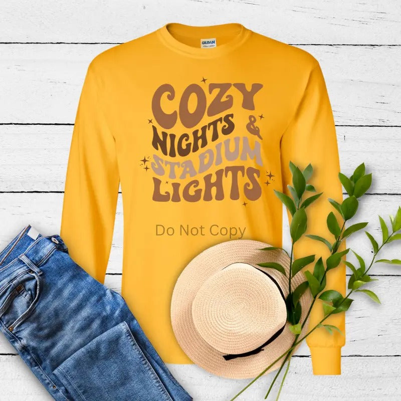 Cozy Nights Stadium Lights Direct to Film Fabric Transfer for DIY Crafts - Commercial Heat Press Required