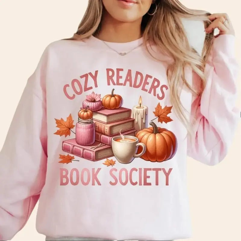 Cozy Readers Book Society Sweatshirt, Fall Book Sweatshirt, Book Lover Sweatshirt, Bookish Sweatshirt, Bookworm Sweatshirt,Reader Sweatshirt