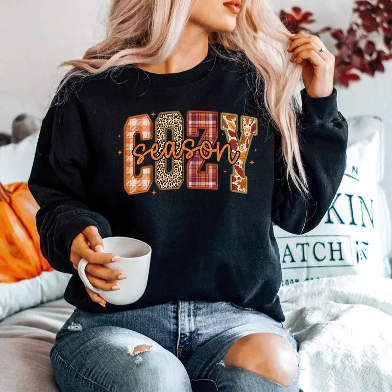 Cozy Season Sweatshirt Retro Fall Sweatshirt Get Cozy Sweatshirt Womens Fall Sweaters Fall Graphic Tee Women Fall Shirtsweater Weather  T-shirt, sweater and Hoodie