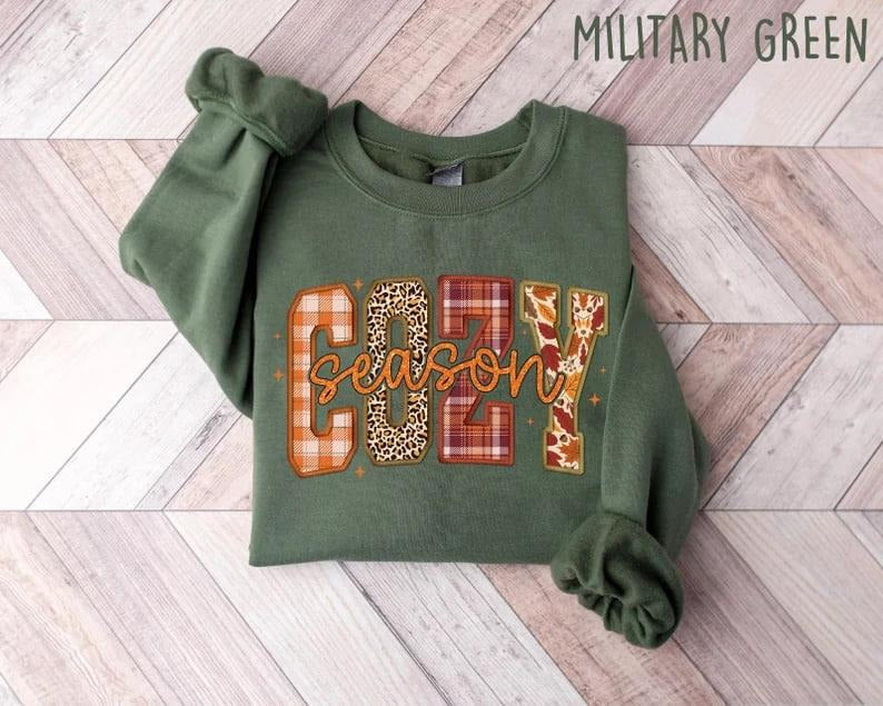 Cozy Season Sweatshirt, Retro Fall Sweatshirt, Get Cozy Sweatshirt, Womens Fall Sweaters, Fall Graphic Tee, Women Fall Shirt,Sweater Weather