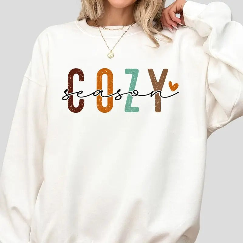 Cozy Season Sweatshirts, Autumn T-shirt, Fall Sweatshirt, Get Cozy Sweatshirt, Cozy Season Merry Christmas, Cozy Season T-shirt, Shirt For Women, Cozy Season Fall Sweatshirt, Hello Pumpkin Sweatshirt, Thanksgiving Tee, Women's Tops