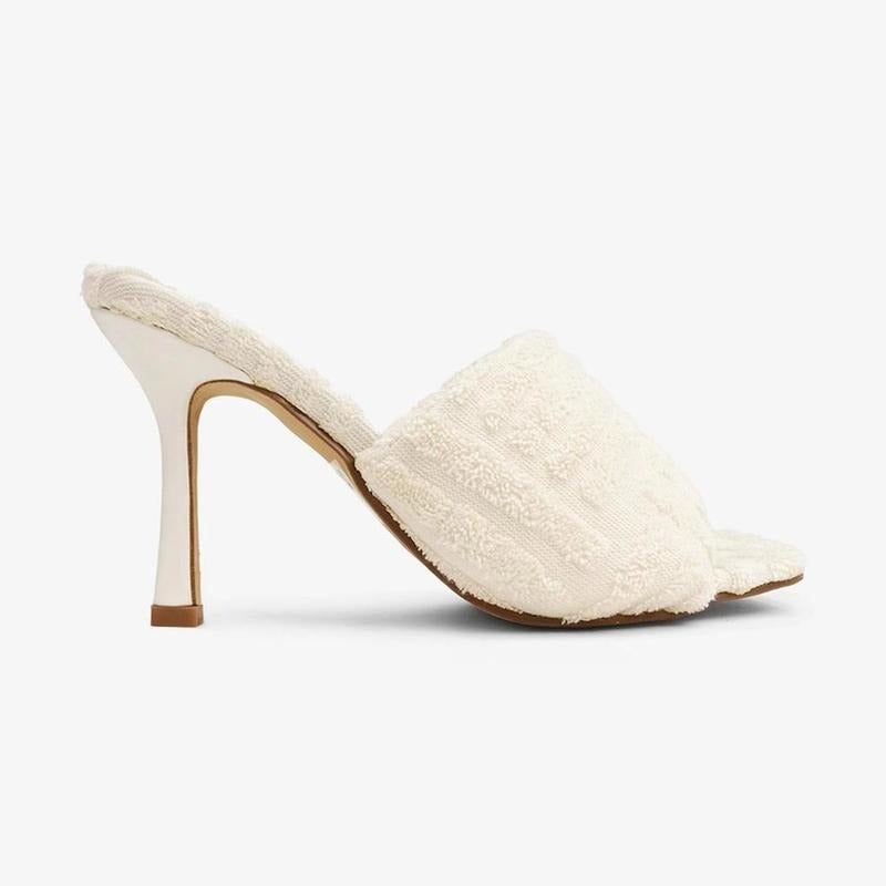 Cream Textured Fabric Mules - Comfortable Fit for All-Day Wear - Versatile Style for Casual and Formal Occasions Footwear Shoe