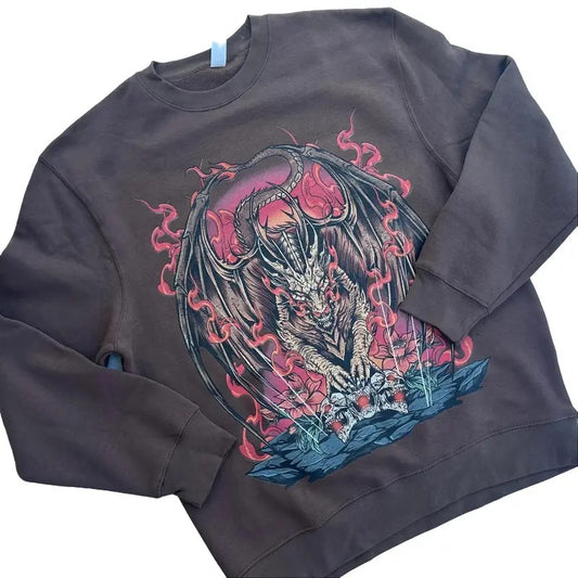 Crewneck Sweatshirt - Dragon, Book Lovers, Readers Crewneck , Mythical Dragon Sweatshirt