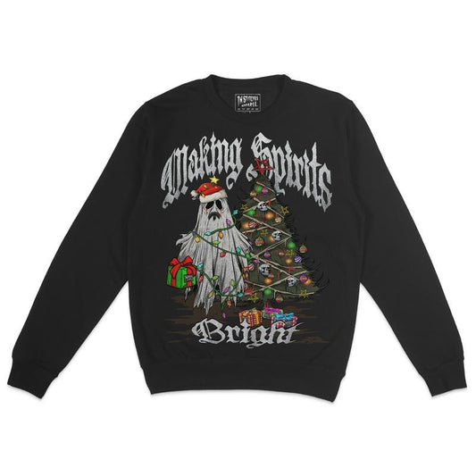 Crewneck Sweatshirt - Making Spirits Bright, Spooky X-Mas, Unisex, Sweater
