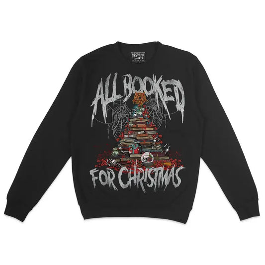 Crewneck Sweatshirt -All Booked for Christmas, Holiday Wear, Unisex, Longe Sleeve
