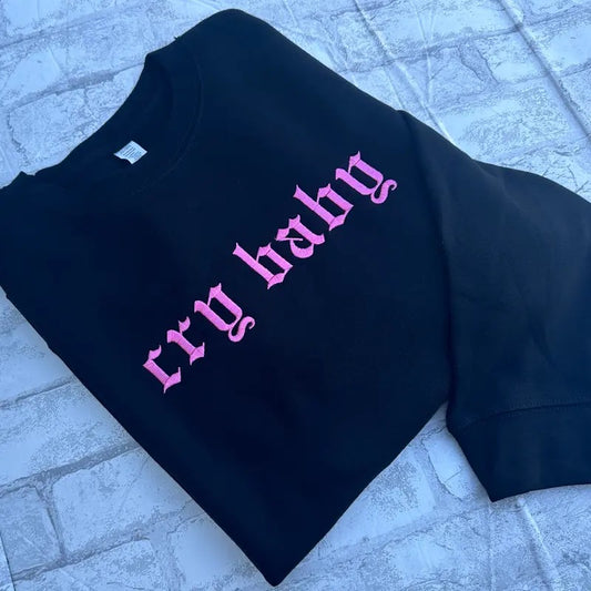 Cry Baby  Embroidered Crewneck Sweatshirt Unisex Pullover Long Sleeves Long Sleeves