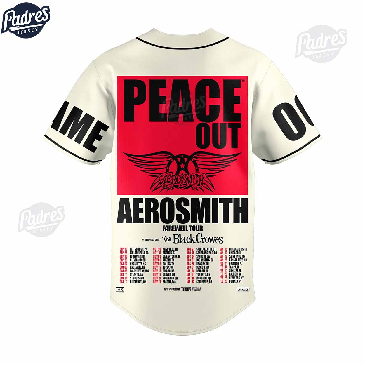 Custom Aerosmith Historic Farewell Tour Baseball Jersey - Padres Jersey Oasis: Elevate Your Baseball Style Game