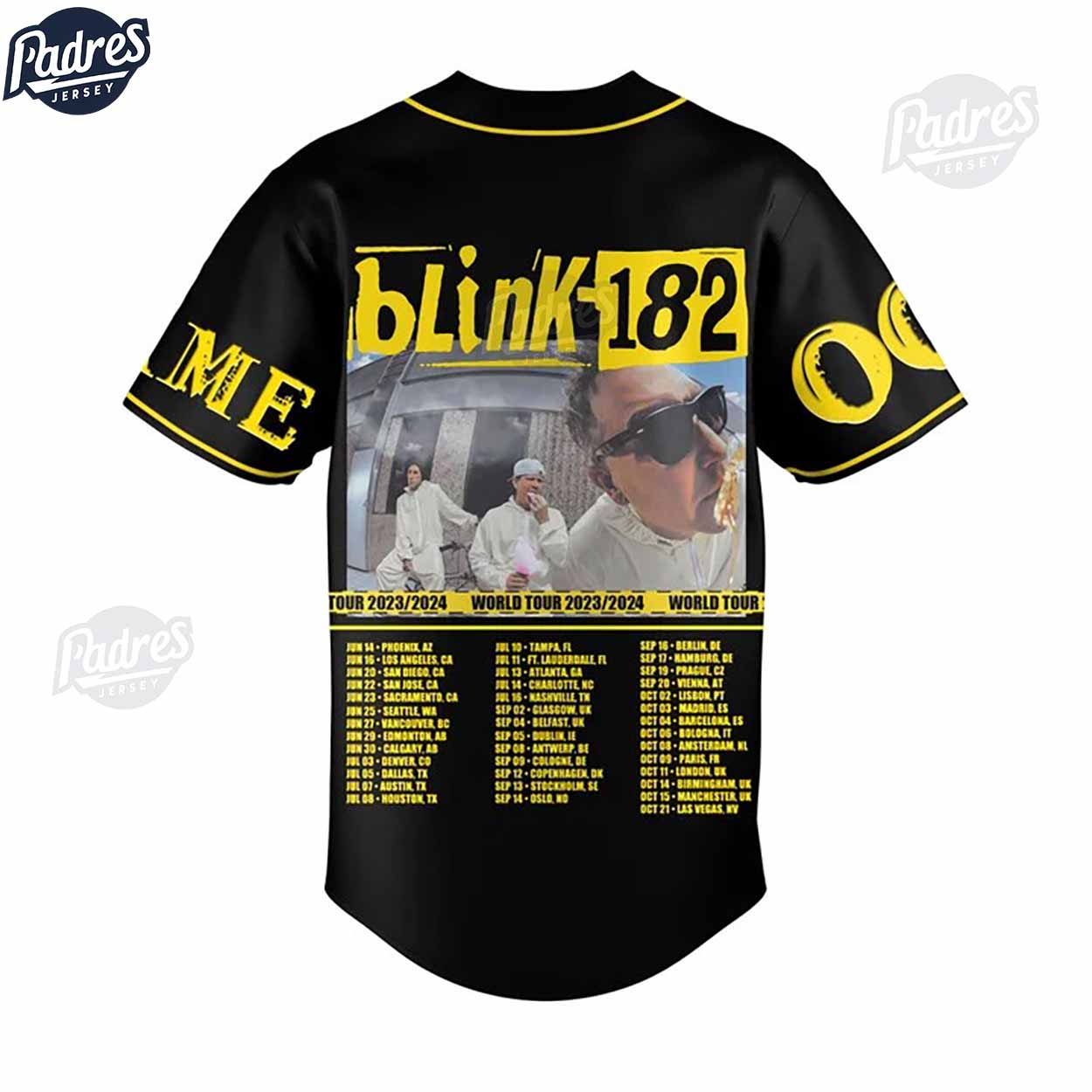 Custom Blink-182 World Tour 2024 Baseball Jersey - Padres Jersey Oasis: Elevate Your Baseball Style Game