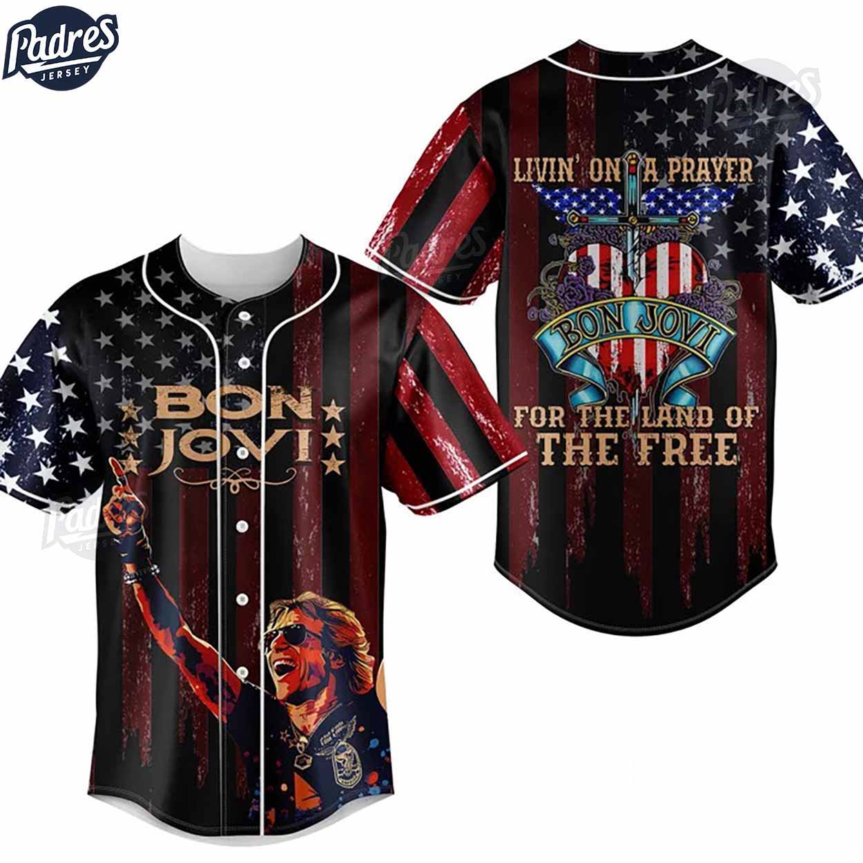 Custom Bon Jovi Livin On A Prayer USA Baseball Jersey Style - Padres Jersey Oasis: Elevate Your Baseball Style Game