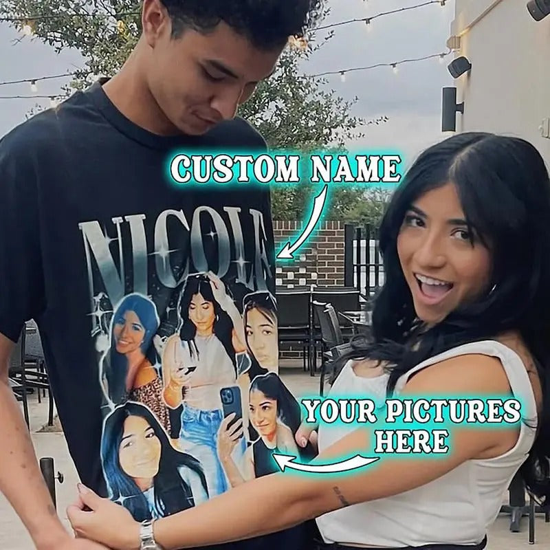 Custom Bootleg Rap Tee, Vintage Custom Funny Rap Shirt, Custom Photo Vintage T Shirts, Custom Girlfriend Shirt, HL309