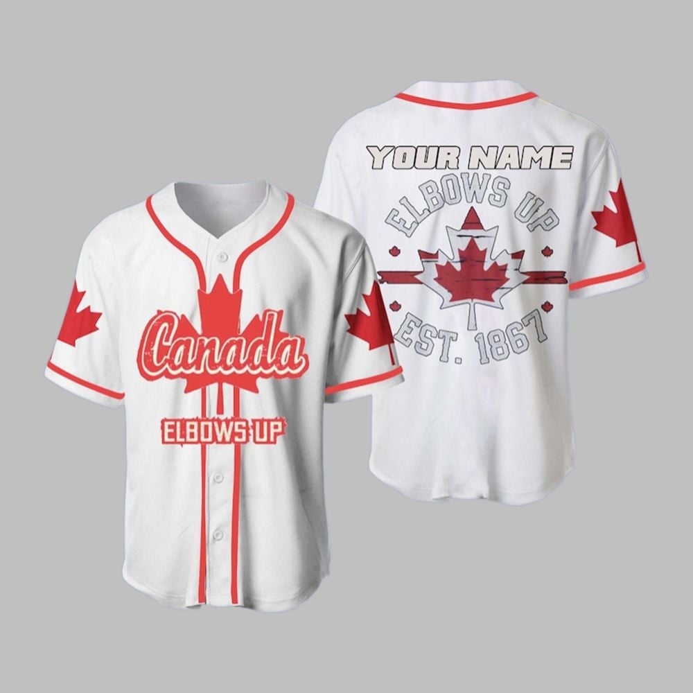 Custom Canada Elbows Up Baseball Jersey Shirt - Grishko.com