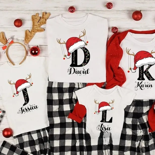 Custom Christmas Shirt With Name, Family Christmas Name Shirt, Monogrammed Family Christmas Shirt, Personalized Christmas Family T-Shirt