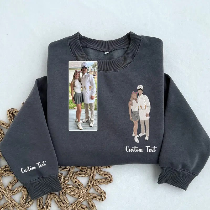 Custom Embroidered Portrait from Photo Sweatshirt, Custom Couple Portrait, Couples Portrait, Personalized Gift, Custom Gifts, Valentine's Day Gift
