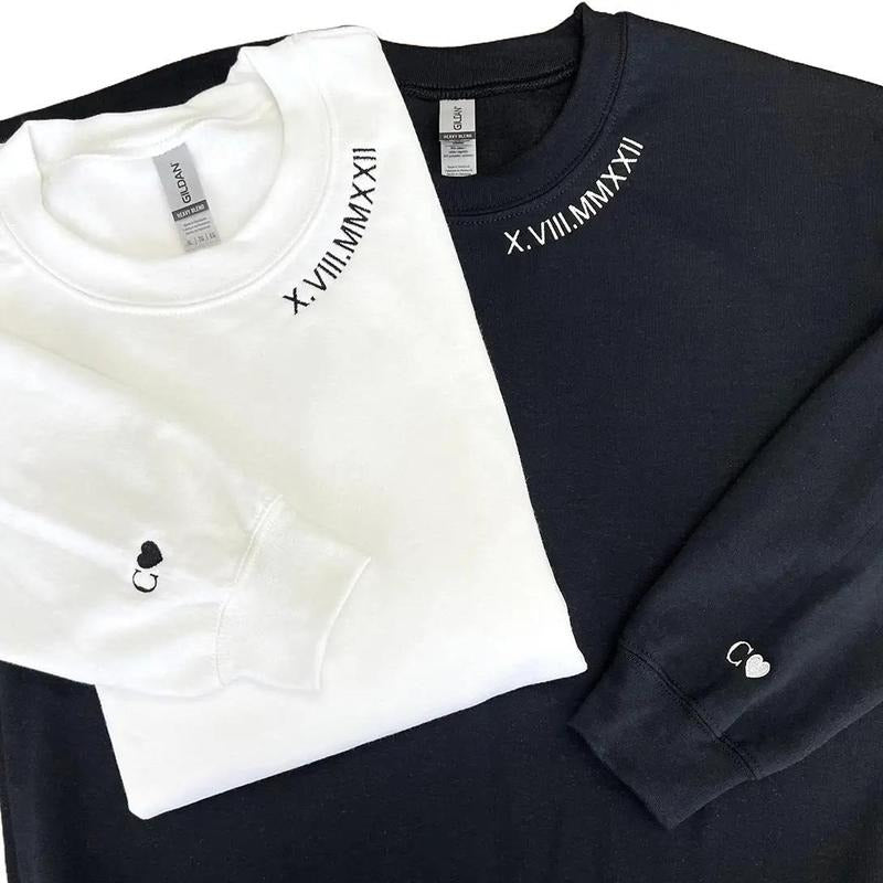 Custom Embroidered Roman Numeral Hoodie Anniversary Gifts For Him Personalized Couples Gifts Personalized Sweatshirt Gifts For Boyfriend