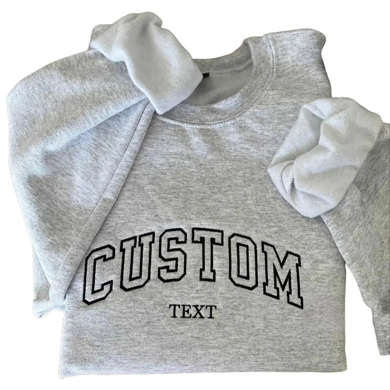 Custom Embroidered Varsity Crewneck - Personalized University Embroidered Sweatshirt - Embroidered Crewneck T-Shirts, Hoodie