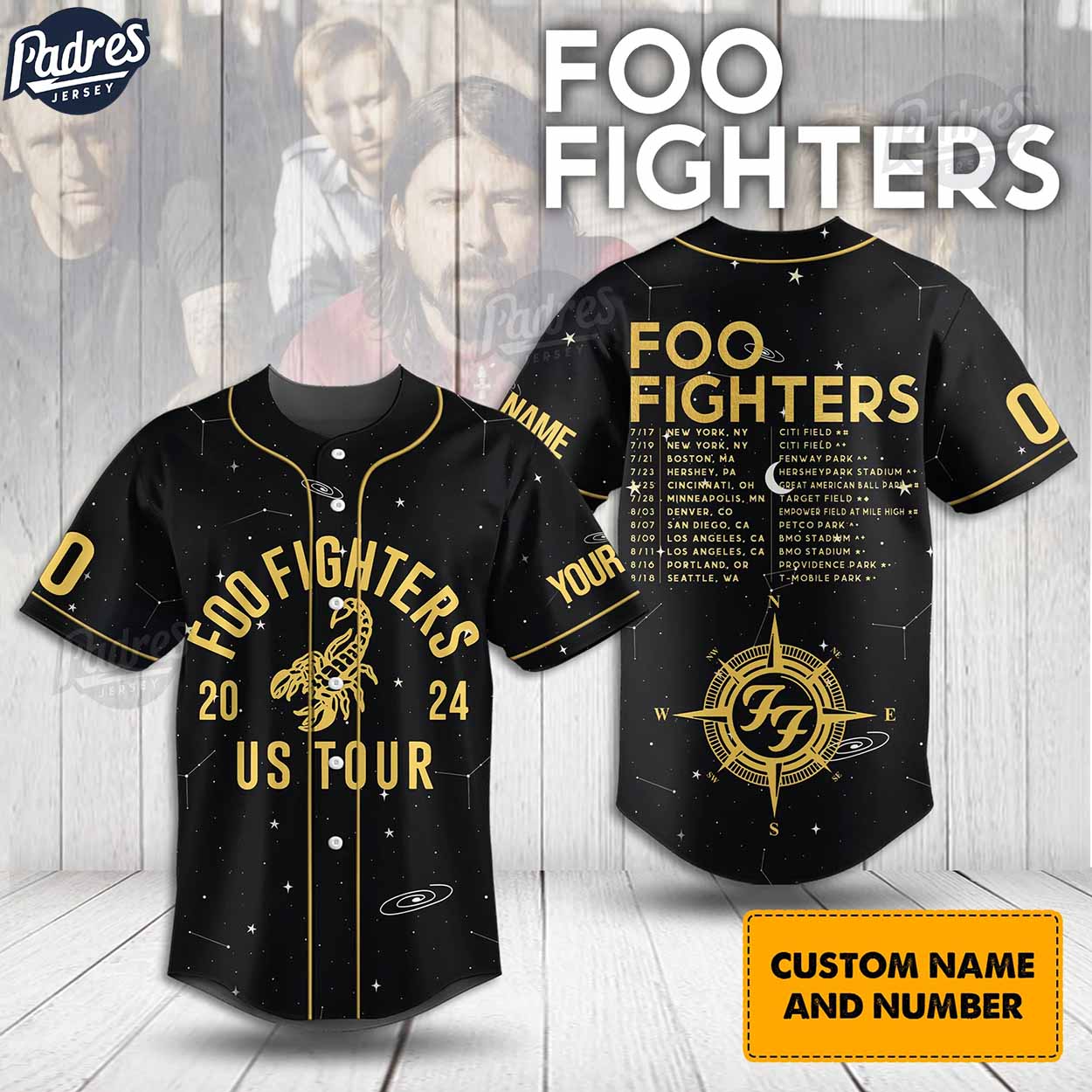 Custom Foo Fighters US Tour 2024 Baseball Jersey - Padres Jersey Oasis: Elevate Your Baseball Style Game