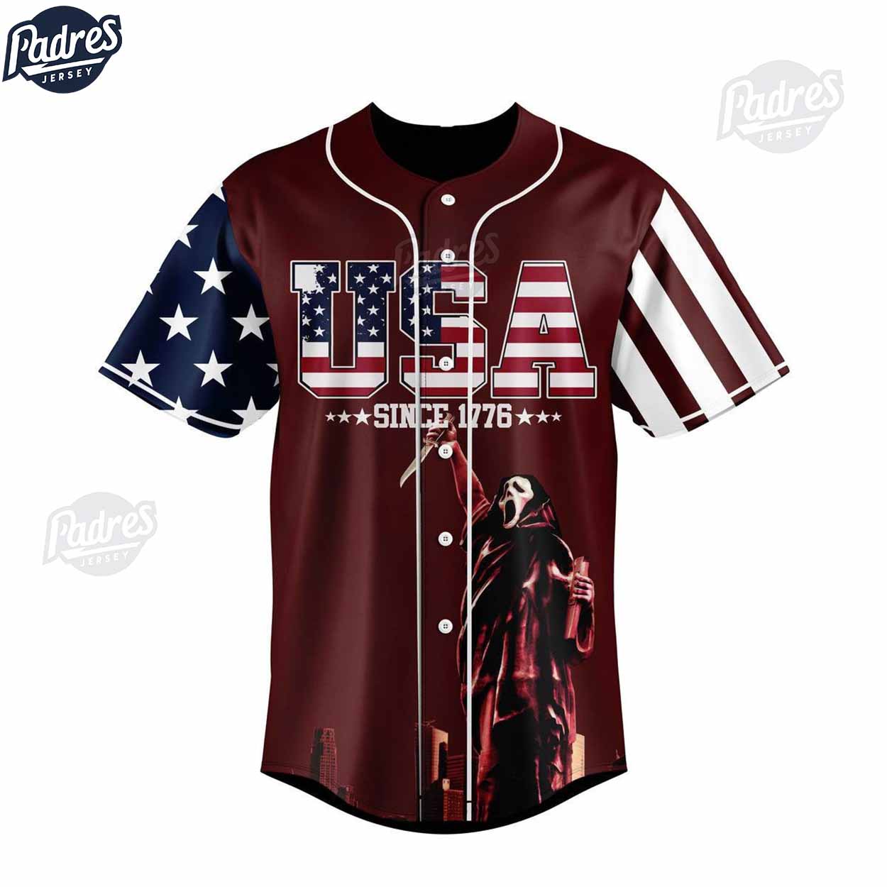 Custom Ghostface Scream USA Since 1776 Baseball Jersey - Padres Jersey Oasis: Elevate Your Baseball Style Game