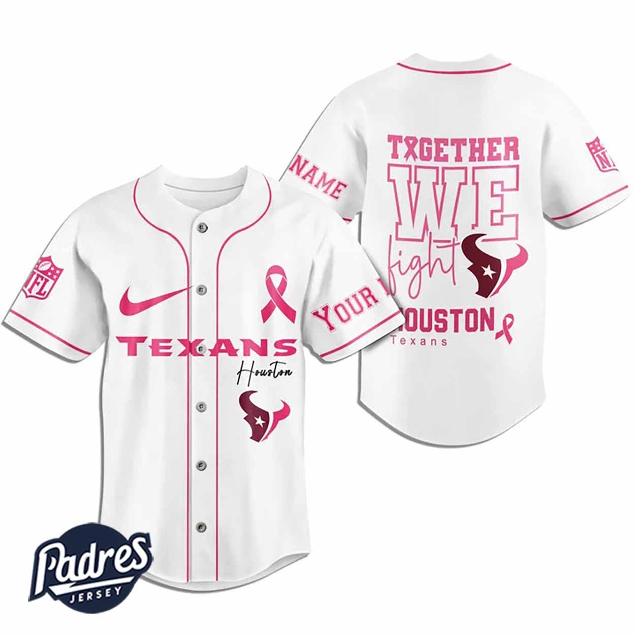 Custom Houston Texans Breast Cancer Baseball Jersey - Padres Jersey Oasis: Elevate Your Baseball Style Game
