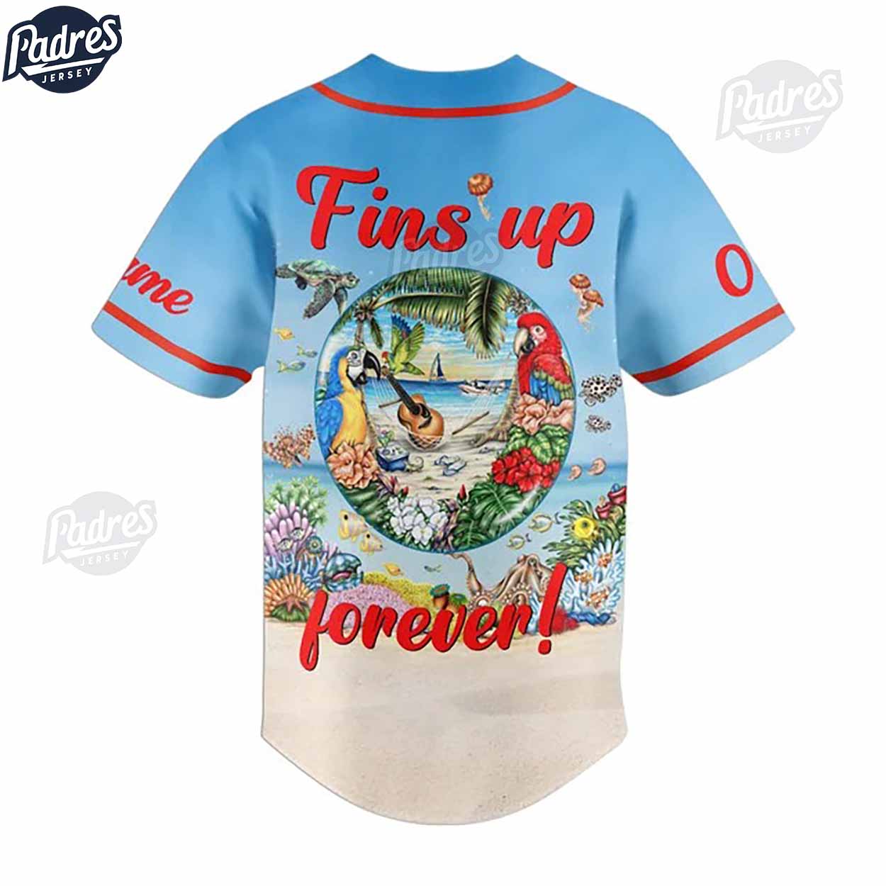 Custom Jimmy Buffett Fins Up Forever Baseball Jersey - Padres Jersey Oasis: Elevate Your Baseball Style Game