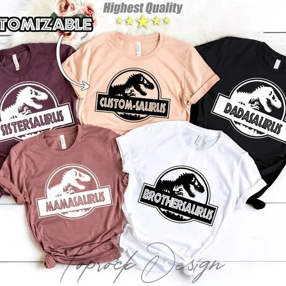 Custom Matching Family Saurus tshirts, Dinosaur Tee, Daddysaurus, Mamasaurus, Birthday Saurus Shirt, Custom Gifts,...