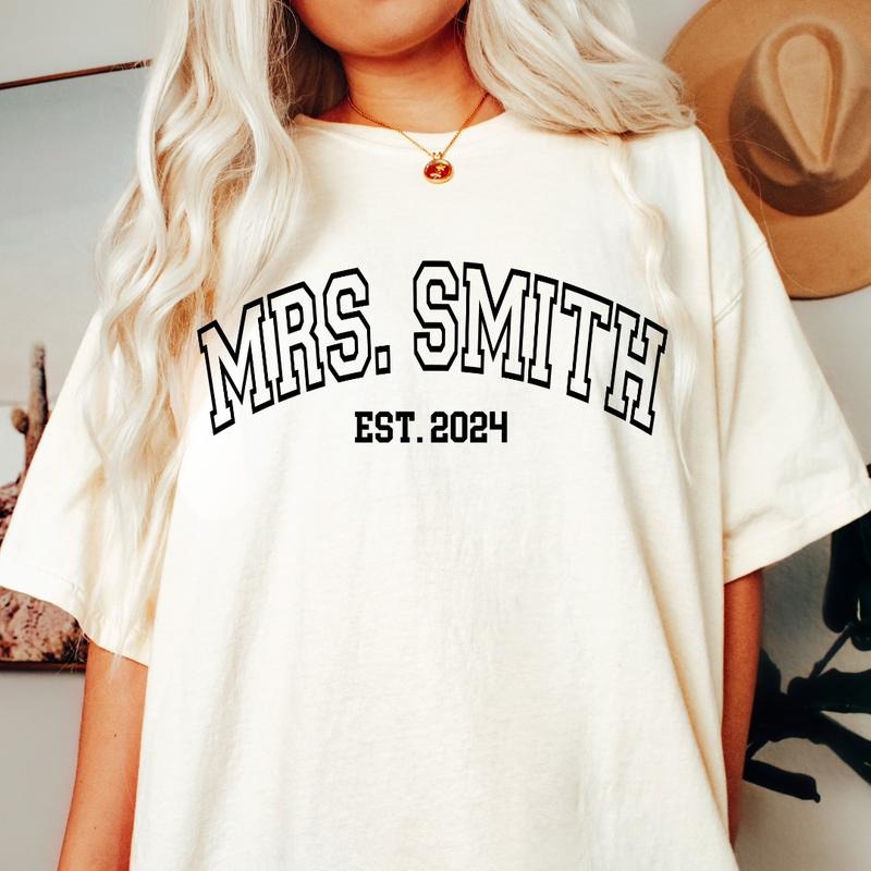 Custom Mrs Shirt, In My Mrs. Sweatshirt, Retro Custom Bride Shirt, Honeymoon Tee, Bachelorette Gift Shirts, Trendy Wife Shirt Comfort Cotton