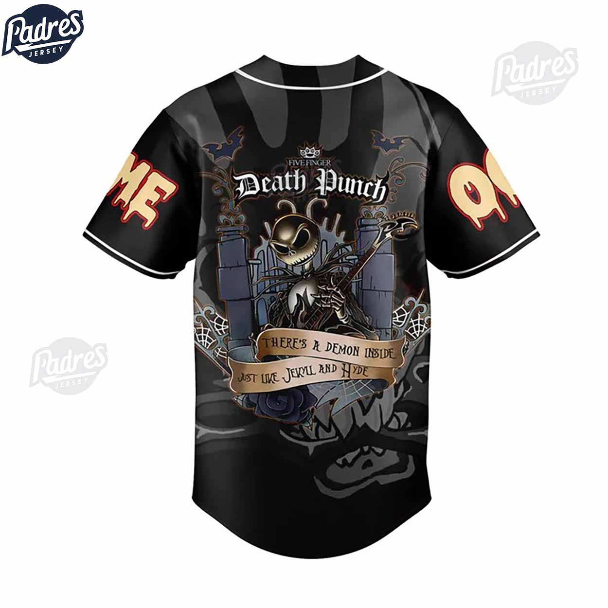 Custom Music Five Finger Death Punch Jack Skellington Baseball Jersey - Padres Jersey Oasis: Elevate Your Baseball Style Game