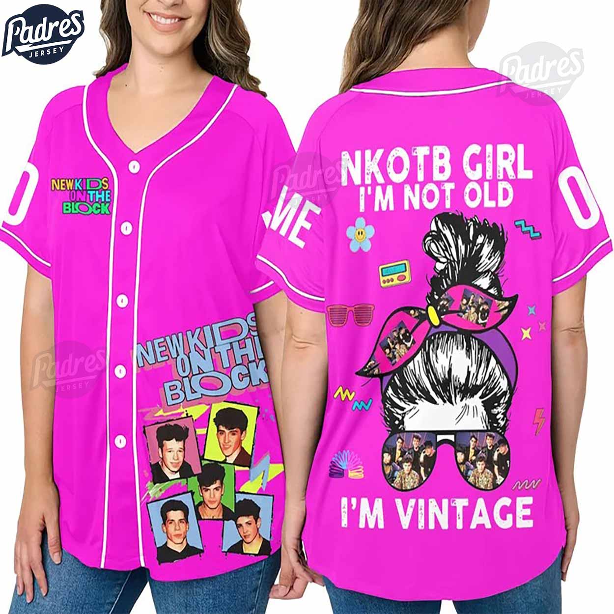 Custom Music Nkotb Girl i'm not old i'm vintage Baseball Jersey Style - Padres Jersey Oasis: Elevate Your Baseball Style Game
