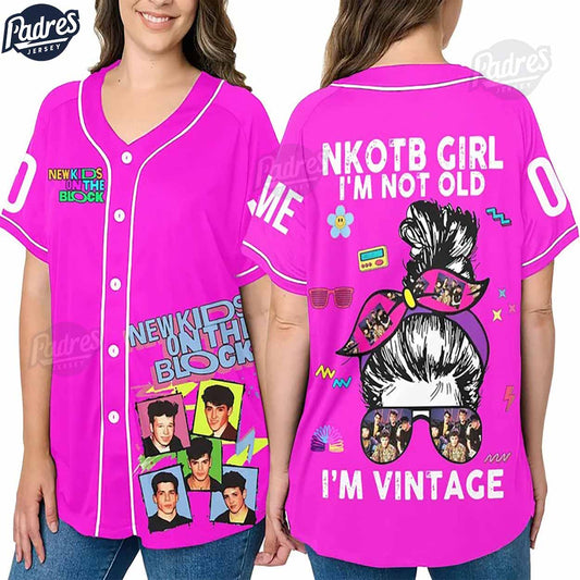 Custom Music Nkotb Girl i'm not old i'm vintage Baseball Jersey Style - Padres Jersey Oasis: Elevate Your Baseball Style Game