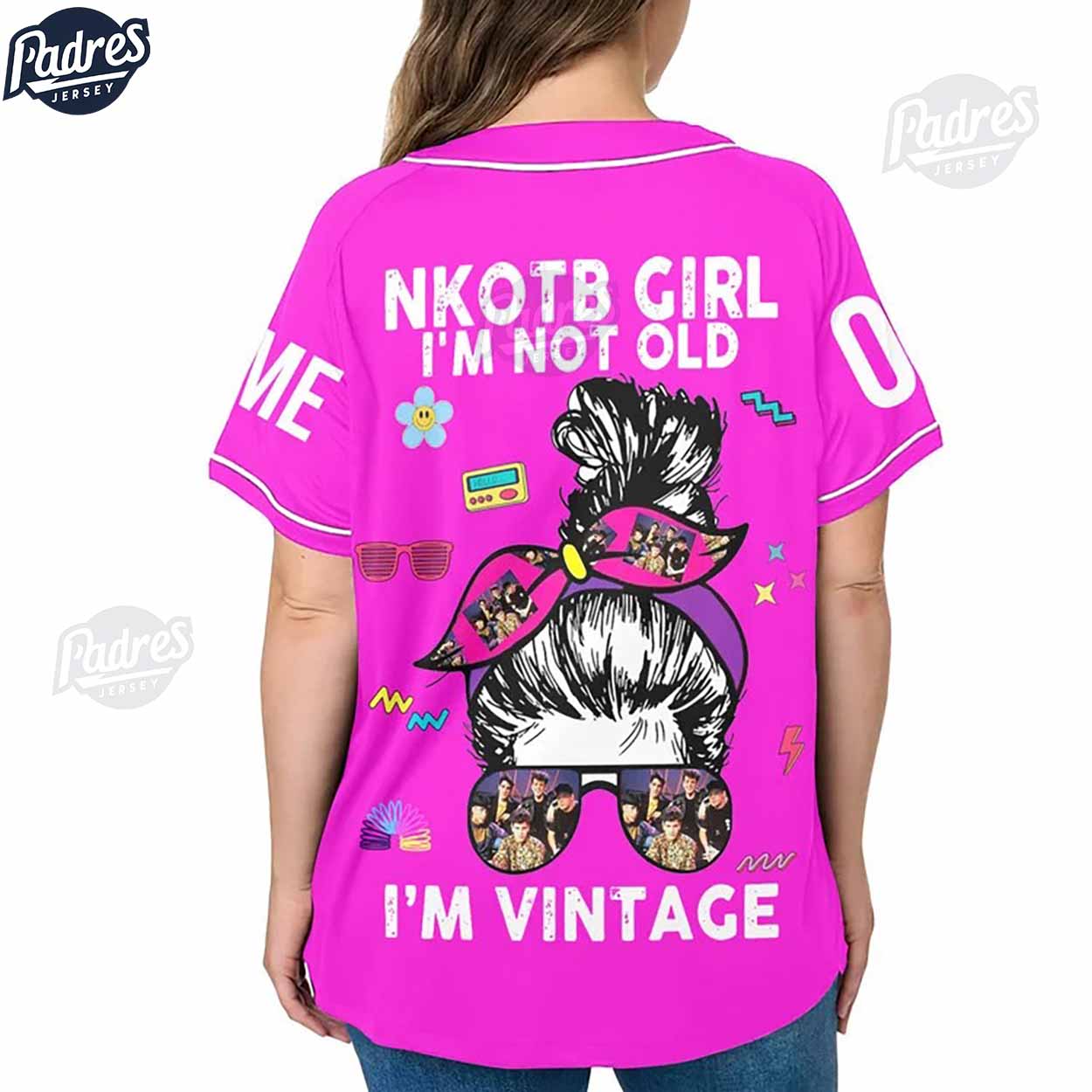 Custom Music Nkotb Girl i'm not old i'm vintage Baseball Jersey Style - Padres Jersey Oasis: Elevate Your Baseball Style Game