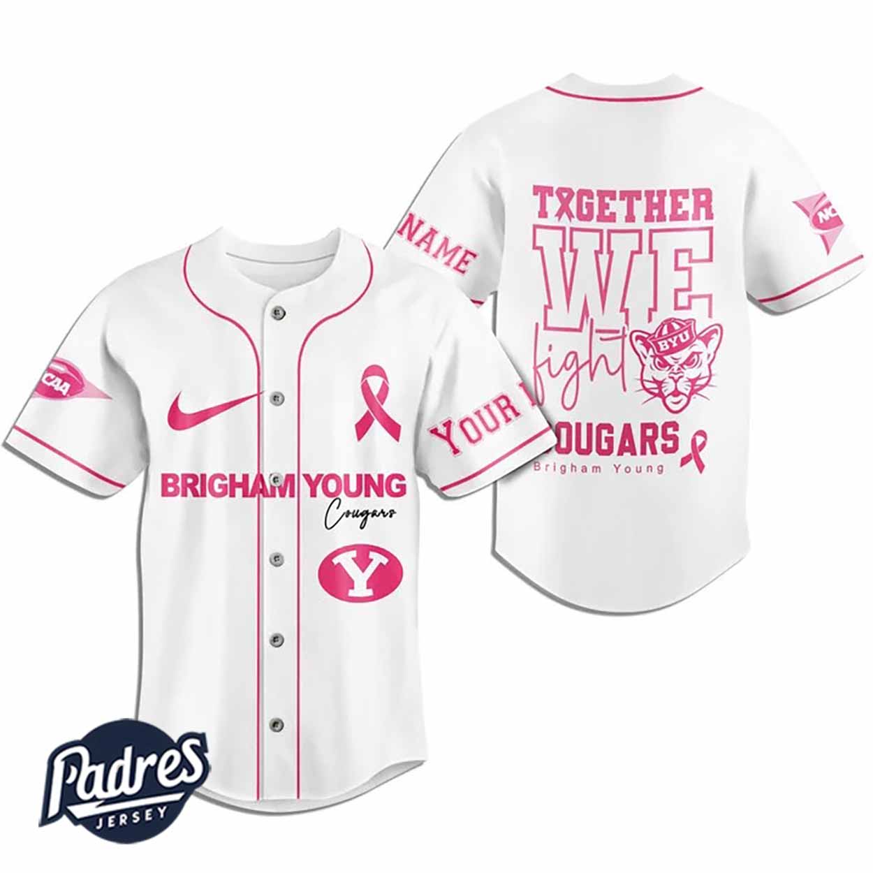 Custom NCAA BYU Cougars Breast Cancer Baseball Jersey - Padres Jersey Oasis: Elevate Your Baseball Style Game