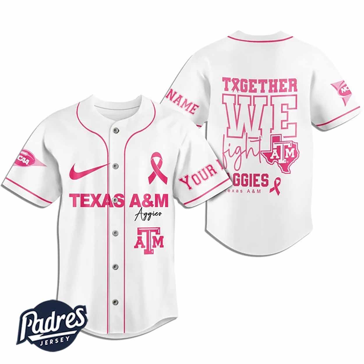 Custom NCAA Texas A&M Aggies Breast Cancer Baseball Jersey - Padres Jersey Oasis: Elevate Your Baseball Style Game