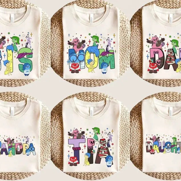 Custom Name Inside Out Characters T-shirt, Personalized Birthday Boy Girl Tee, Inside out 2 Character shirt, It's Okay To Feel All The Feels Shirt, Mental Health Matter Shirt, Emotional support shirt, Feelings shirt, Inside Out 2shirt