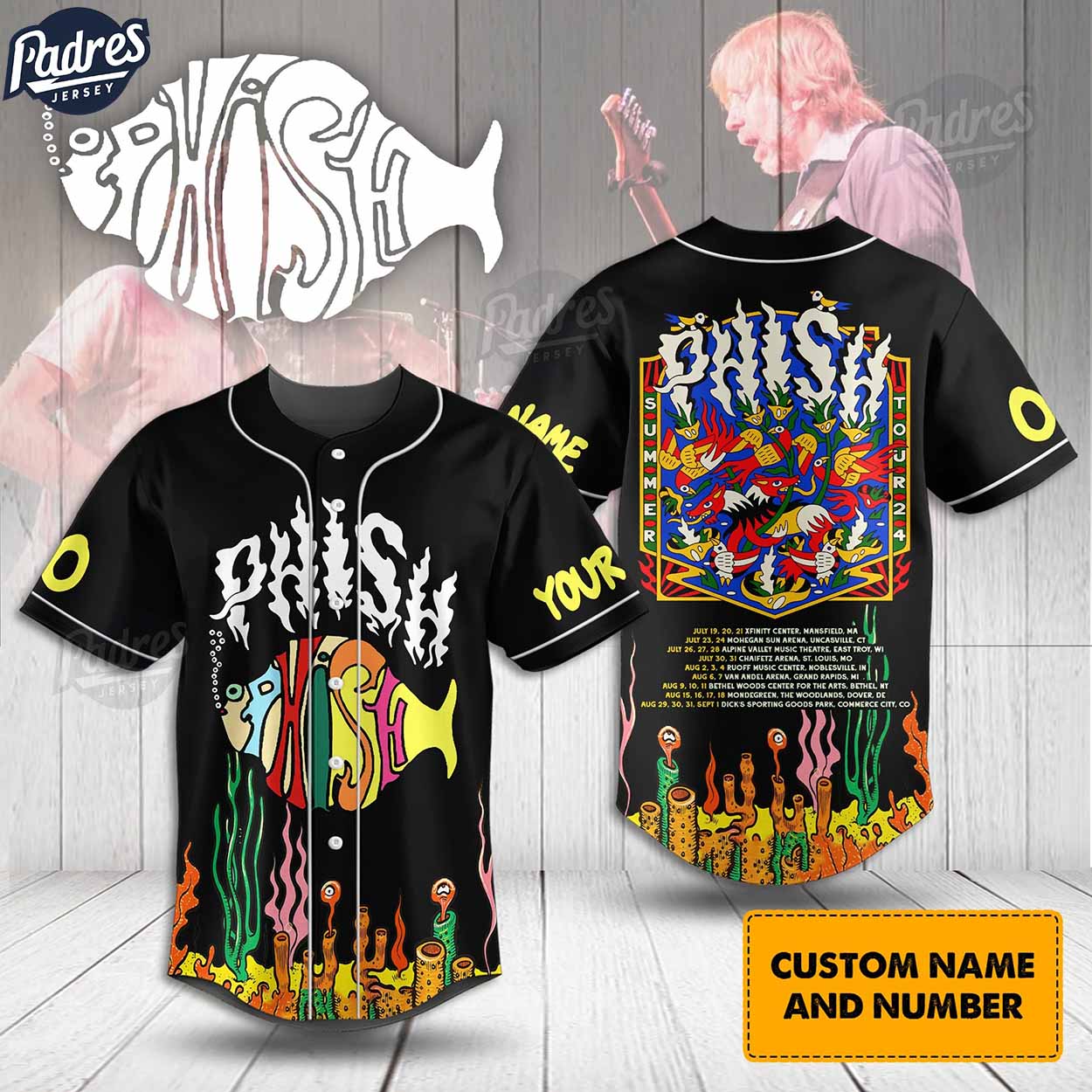 Custom Phish Summer Tour 2024 Baseball Jersey - Padres Jersey Oasis: Elevate Your Baseball Style Game