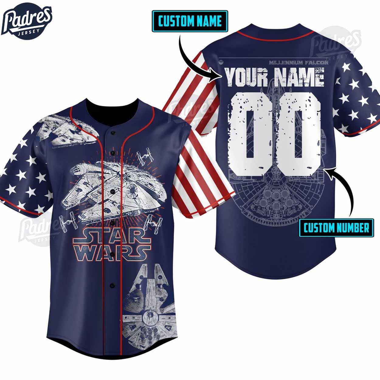Custom Star Wars USA Flag Baseball Jersey - Padres Jersey Oasis: Elevate Your Baseball Style Game